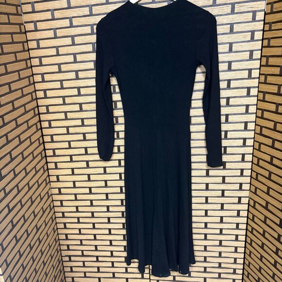 Reformation Black Button Front Midi Dress - Picture 2 of 4
